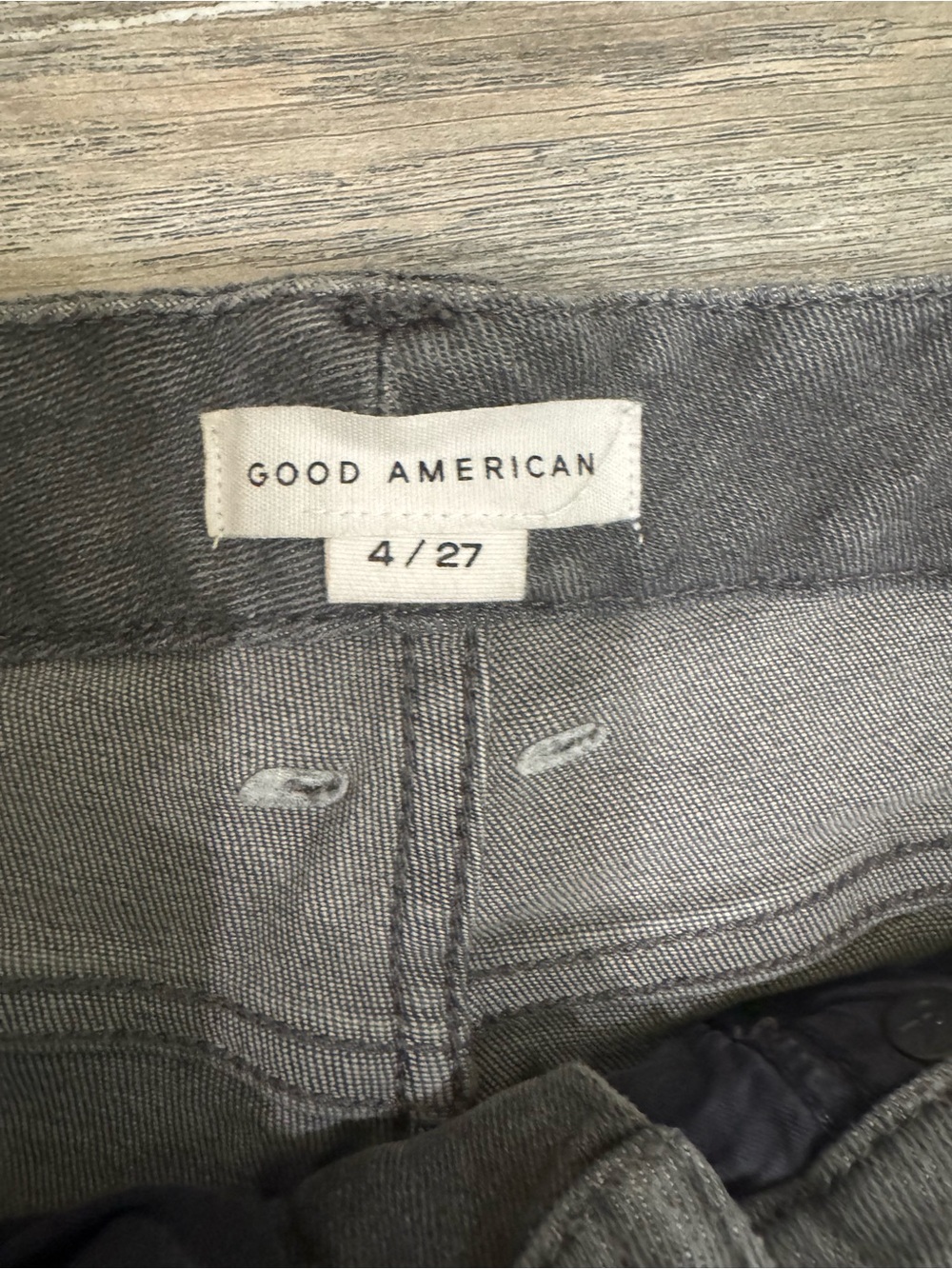 Good American Gray High Rise Skinny Jeans Raw Hem Size 4/27